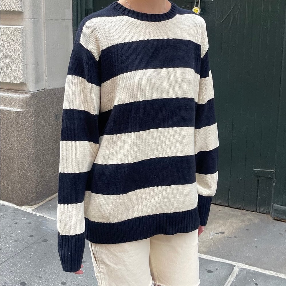 BRIANNA COTTON THICK STRIPE SWEATER